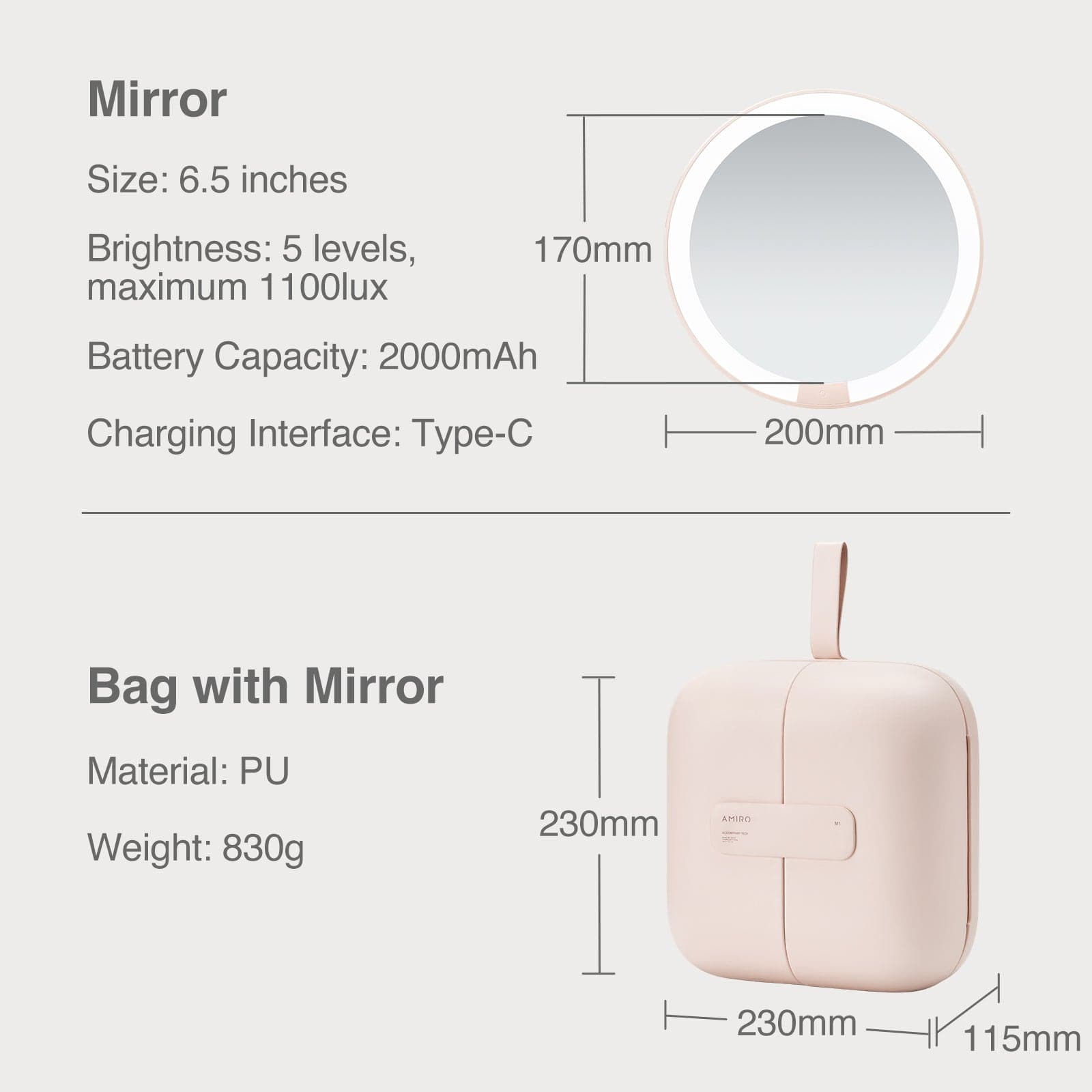 AMIRO M2 LumoCube Portable LED Bag Mirror