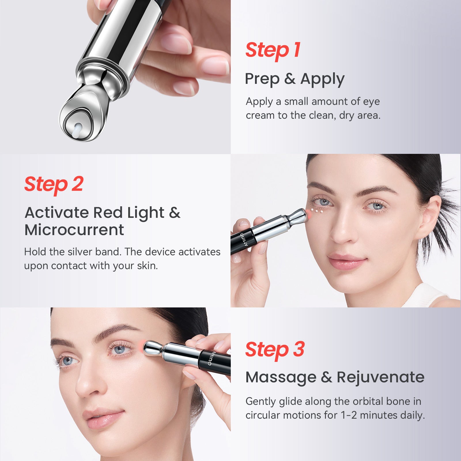 AMIRO EyeGlow Red Light & Microcurrent Eye Cream